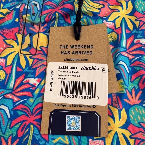 Chubbies Men's Lightweight Performance Polo 2.0 Medium "The Tropical Bunch" - Picture 8 of 13